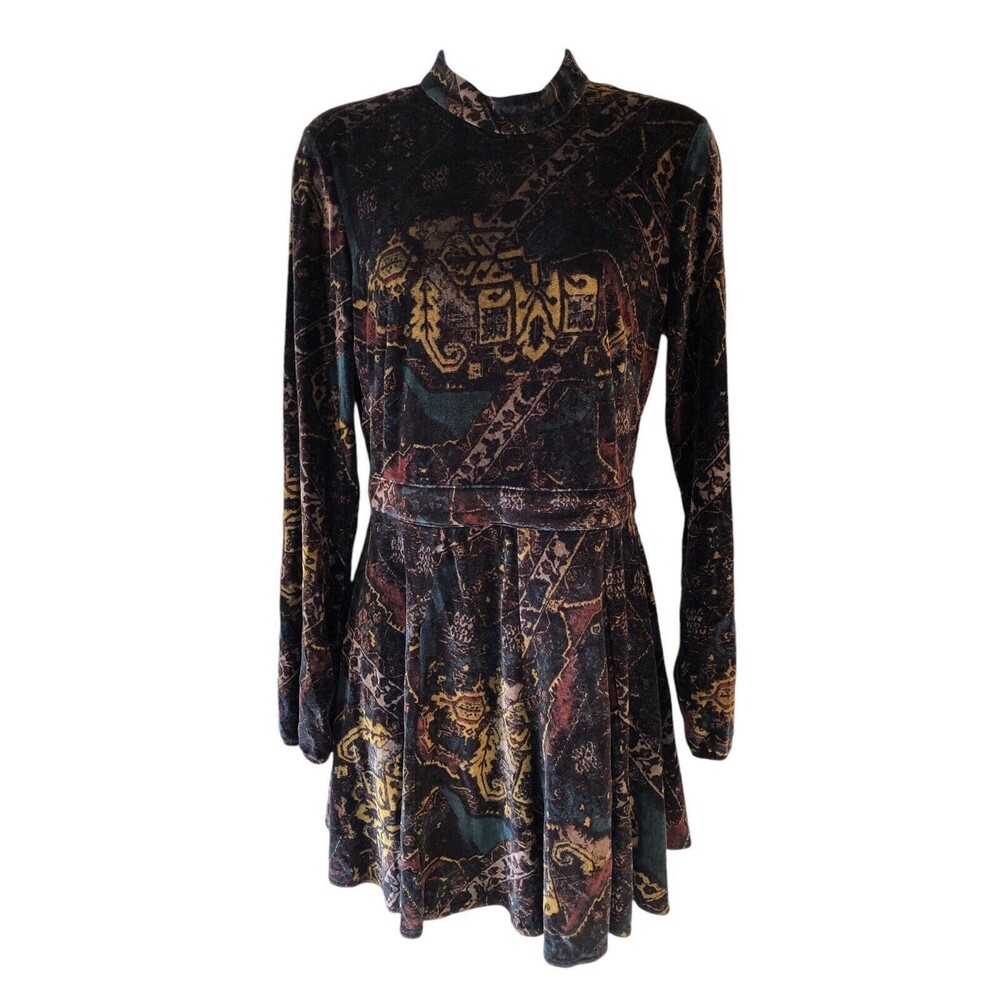 Free People Velvet Backless Romper Shorts Size 6 Shorts Long Sleeve High Neck